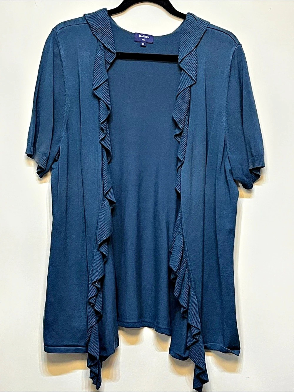 Reitmans Ruffle Front Tunic in Blue Size 2X Like New